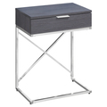 Monarch Specialties Accent Table - 24"H / Grey / Chrome Metal I 3474
